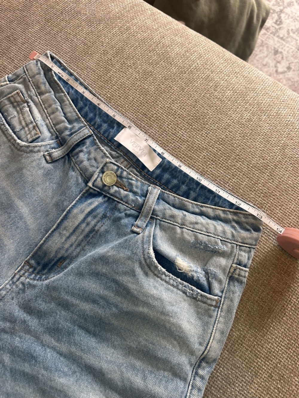 VERVET BY FLYING MONKEY Light Blue Distressed High-Waist Denim Shorts - Picture 2 of 3